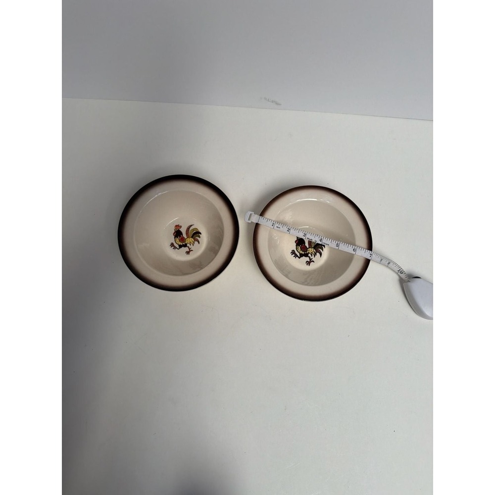 Vintage Metlox Poppytrail Red Rooster 7 Inch Cereal Bowls‎ Set of 2